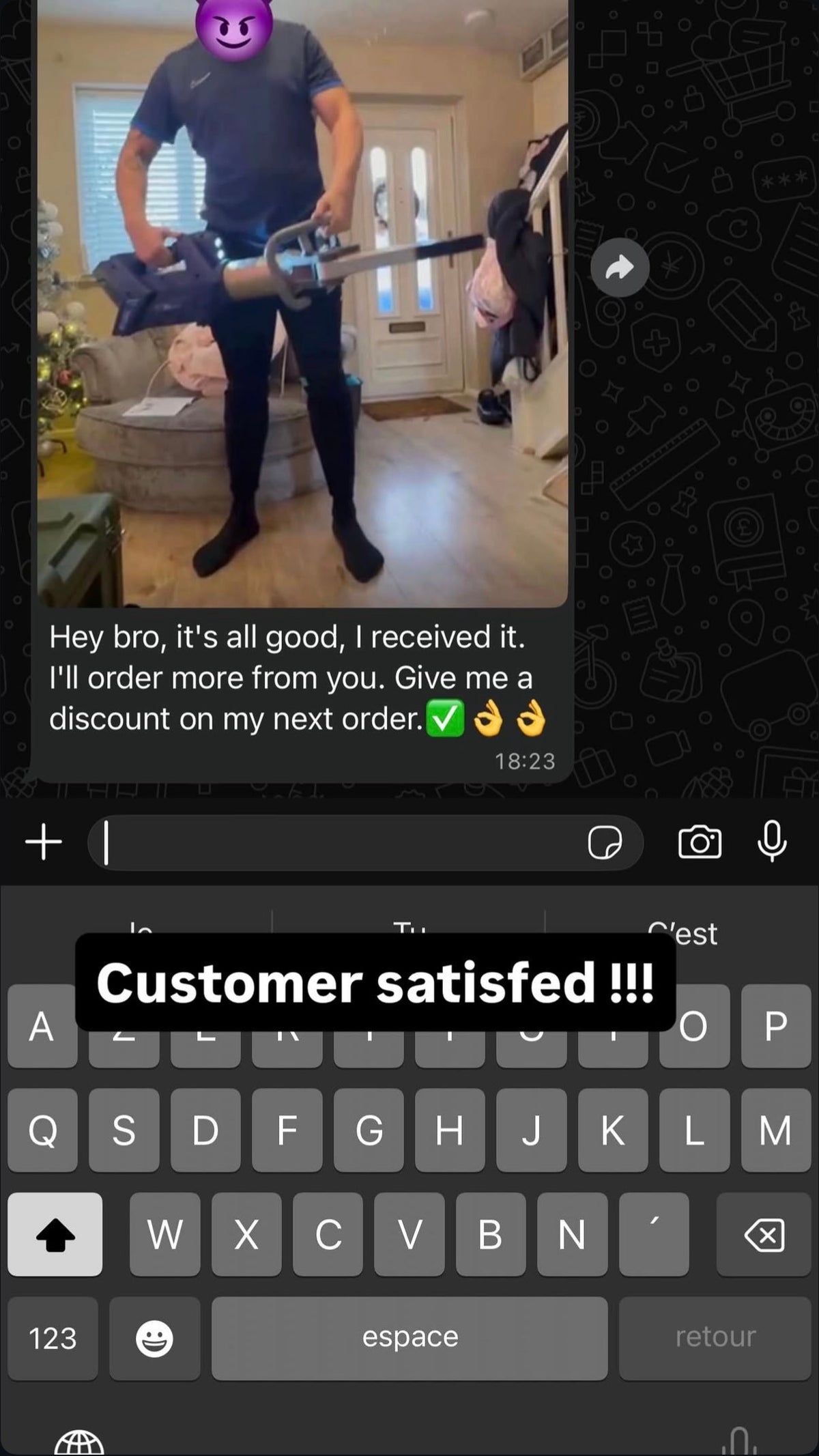 Customer message and photo shared in NOCTRA Instagram highlights