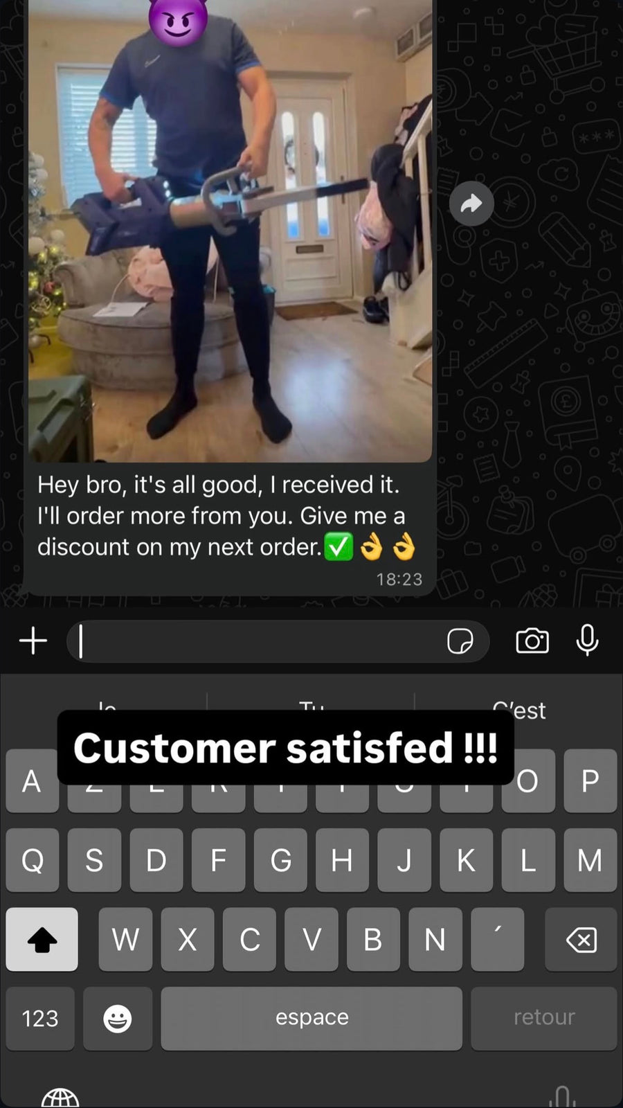 Customer message and photo shared in NOCTRA Instagram highlights