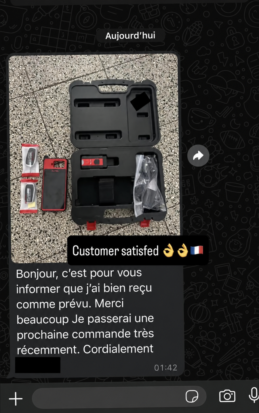 Customer message and photo shared in NOCTRA Instagram highlights