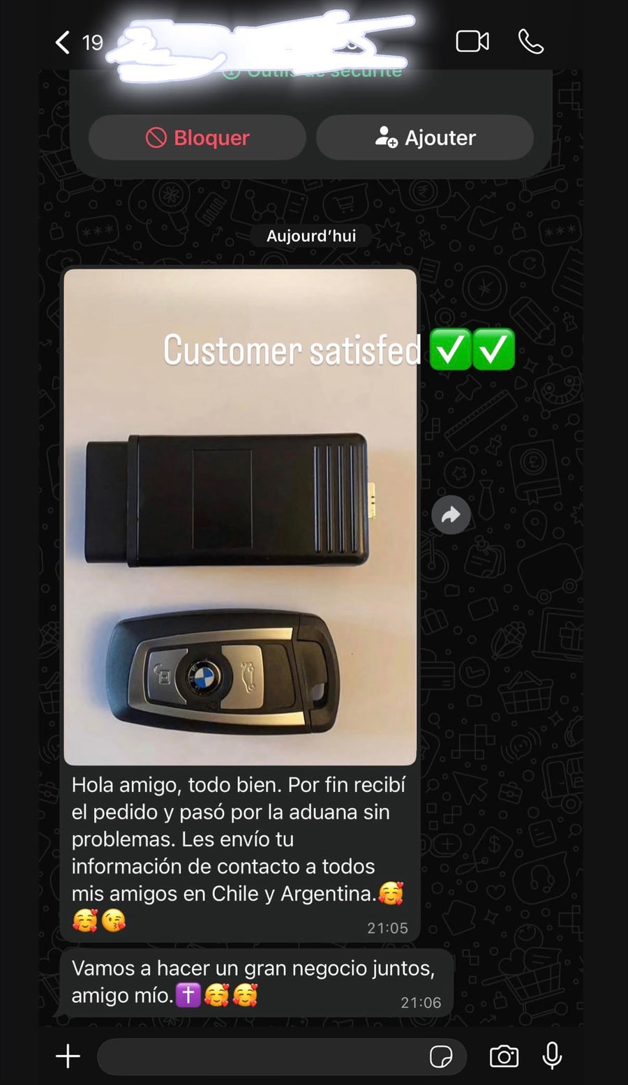 Customer message and photo shared in NOCTRA Instagram highlights